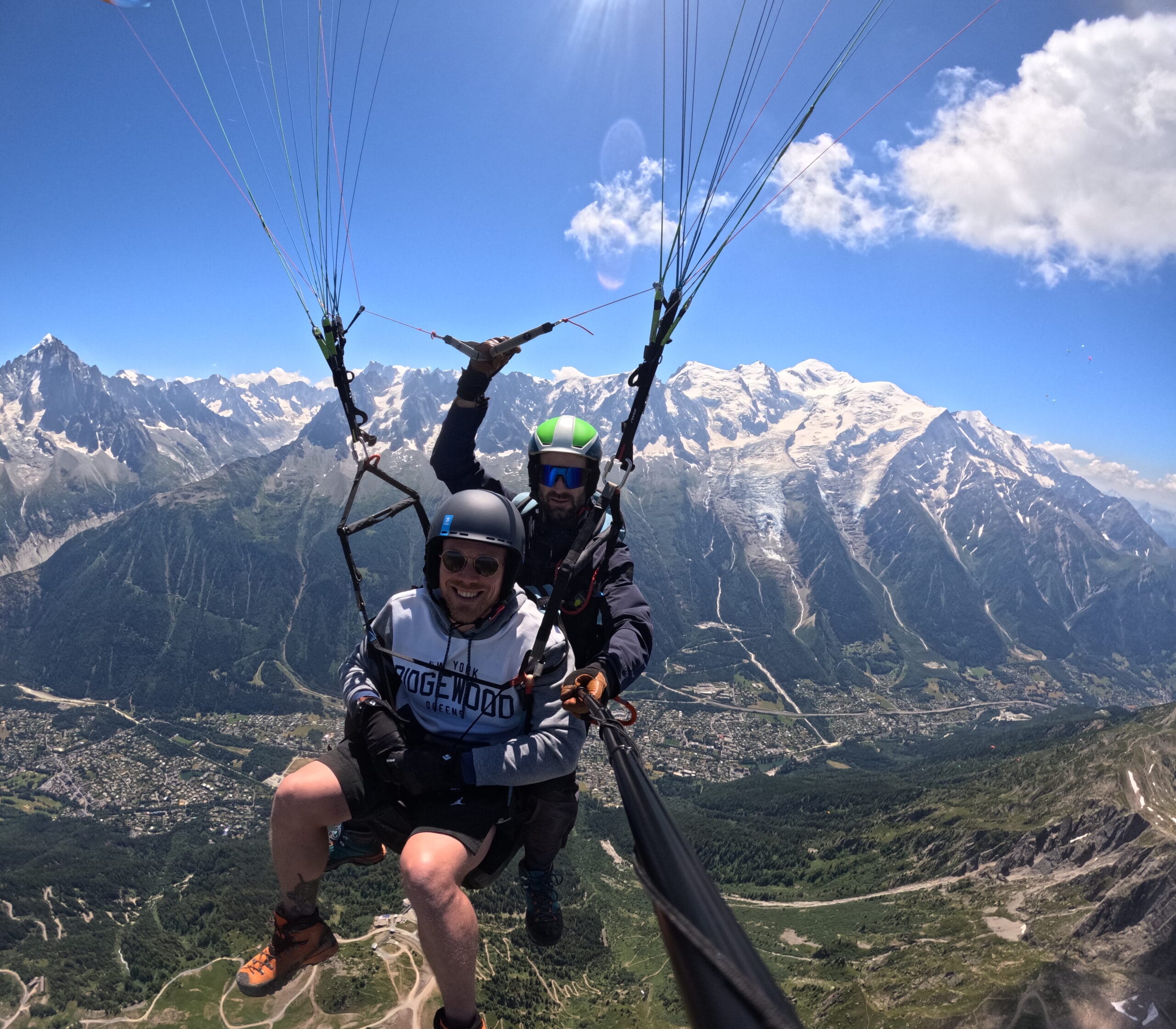 paragliding-FLYddiction-brevent Tandem paraglider flying over Brévent, above Chamonix Mont-Blanc.
